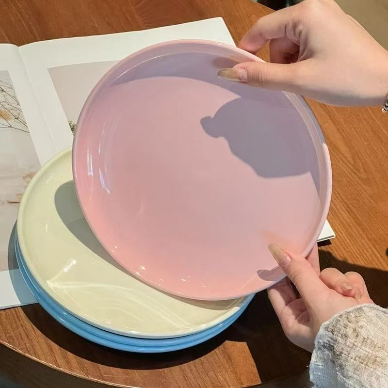 (2只装)简约陶瓷浅盘2件装粉色