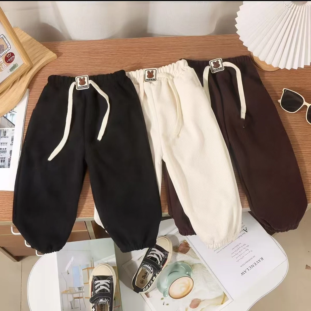 儿童休闲卫裤男童女童洋气宝宝宽松新款时尚春秋冬中大童运动单裤