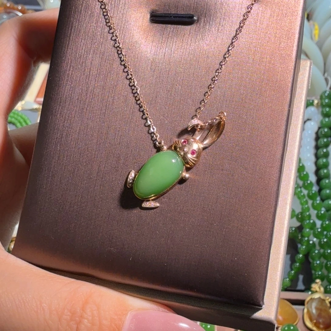 和田玉18K金镶嵌手链