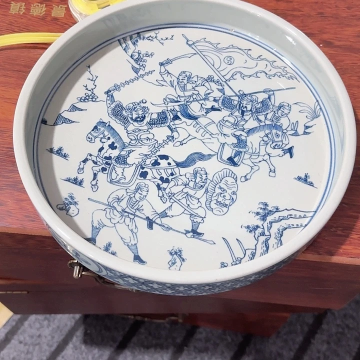 摆件景德镇高温陶瓷瓶麻人物茶盘