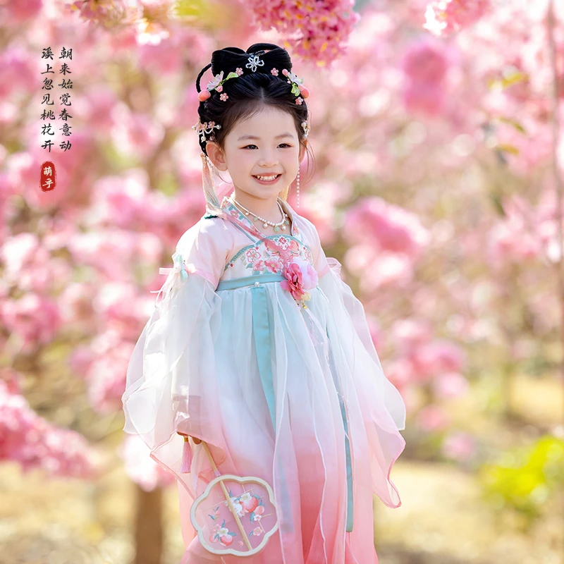 萌乎【小桃仙】明制襦裙汉服女童2025新款国风儿童连衣裙-251314