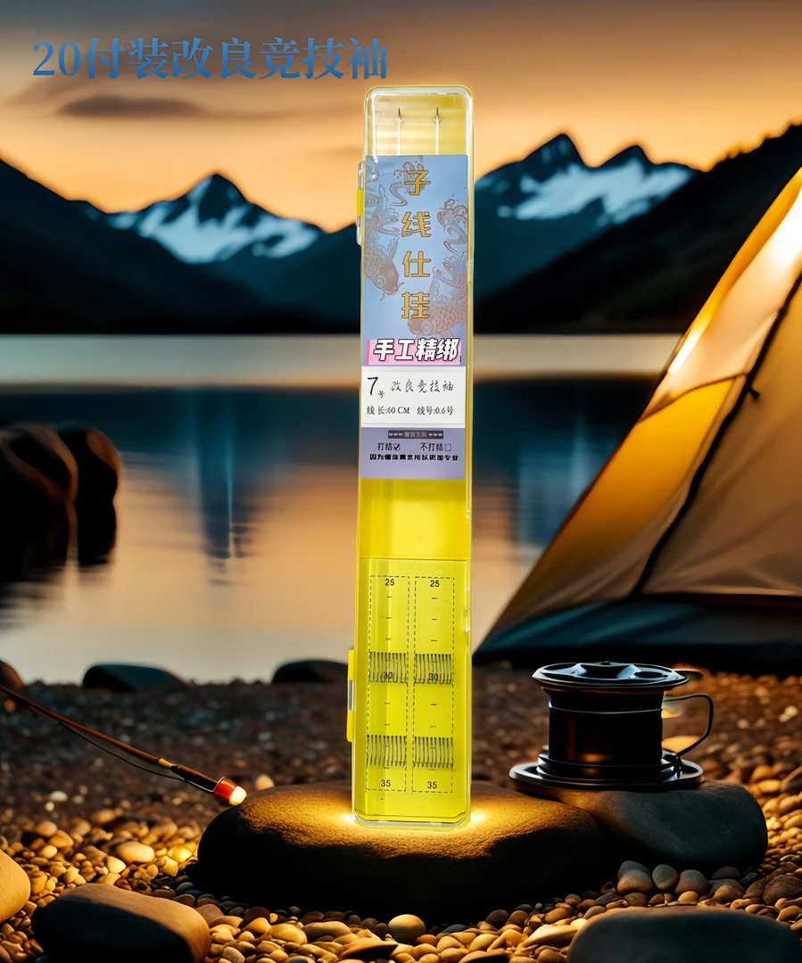 景轩钓鱼仕挂改良竞技袖子线组成品双钩无倒刺鲫鱼钩绑好钩20付装