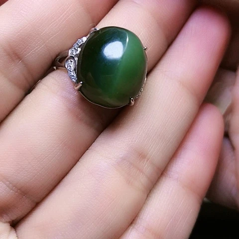 银S925镶嵌戒指和田玉