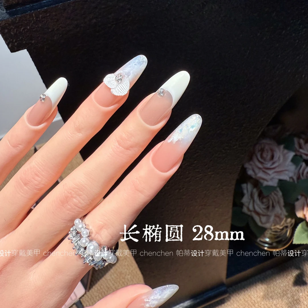 【黄芪片】纯欲氛围感醋酸美甲显白温柔精致手工穿戴甲甲片10片