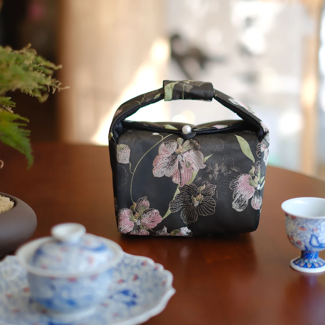 大碗茶器【疏帘卷春】手提国风织锦茶具收纳包中式茶具配件茶事包