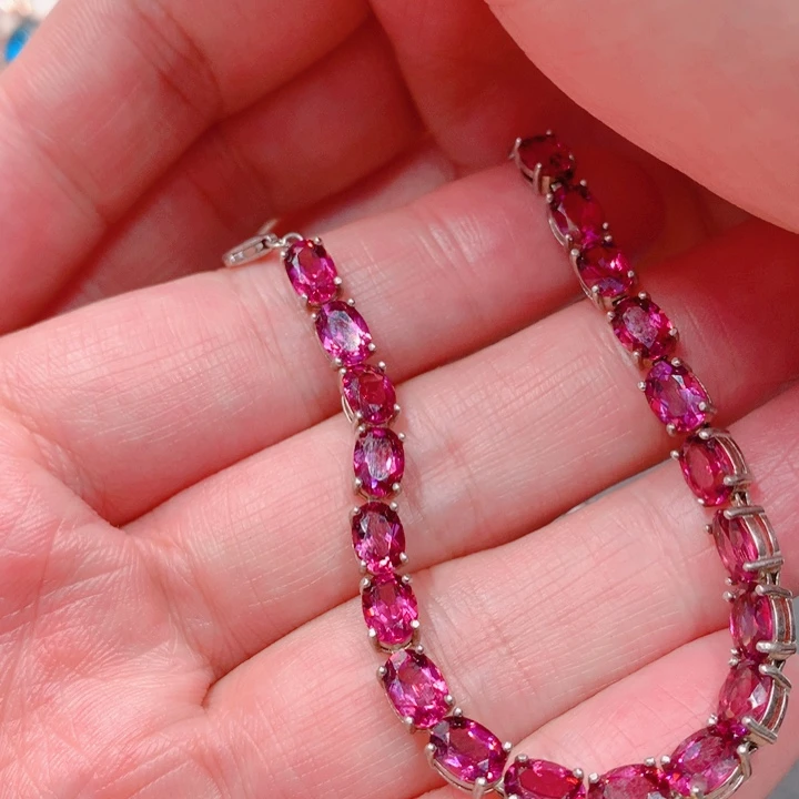 石榴石手链银S925镶嵌