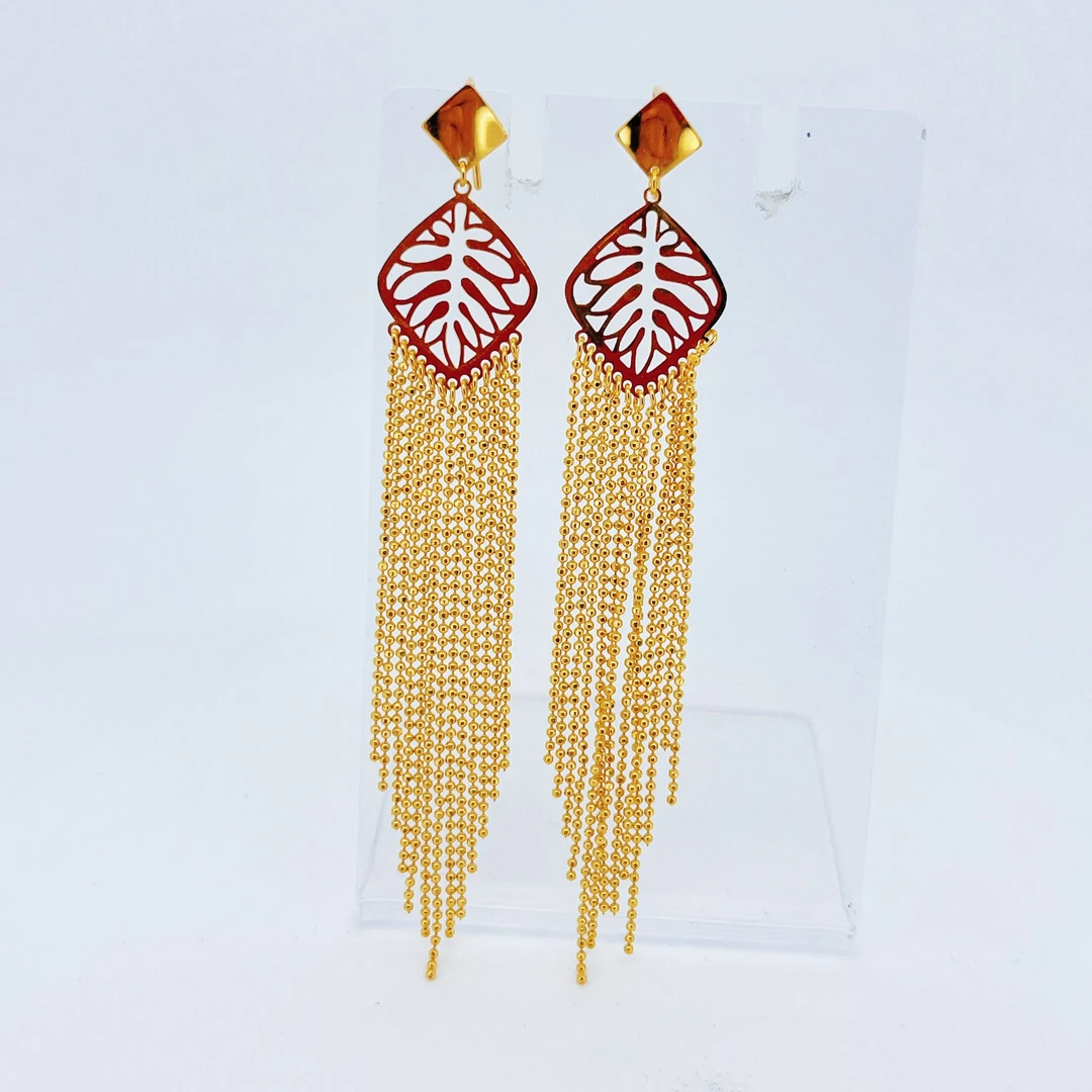 足金999黄金流苏金耳钩10.49 *