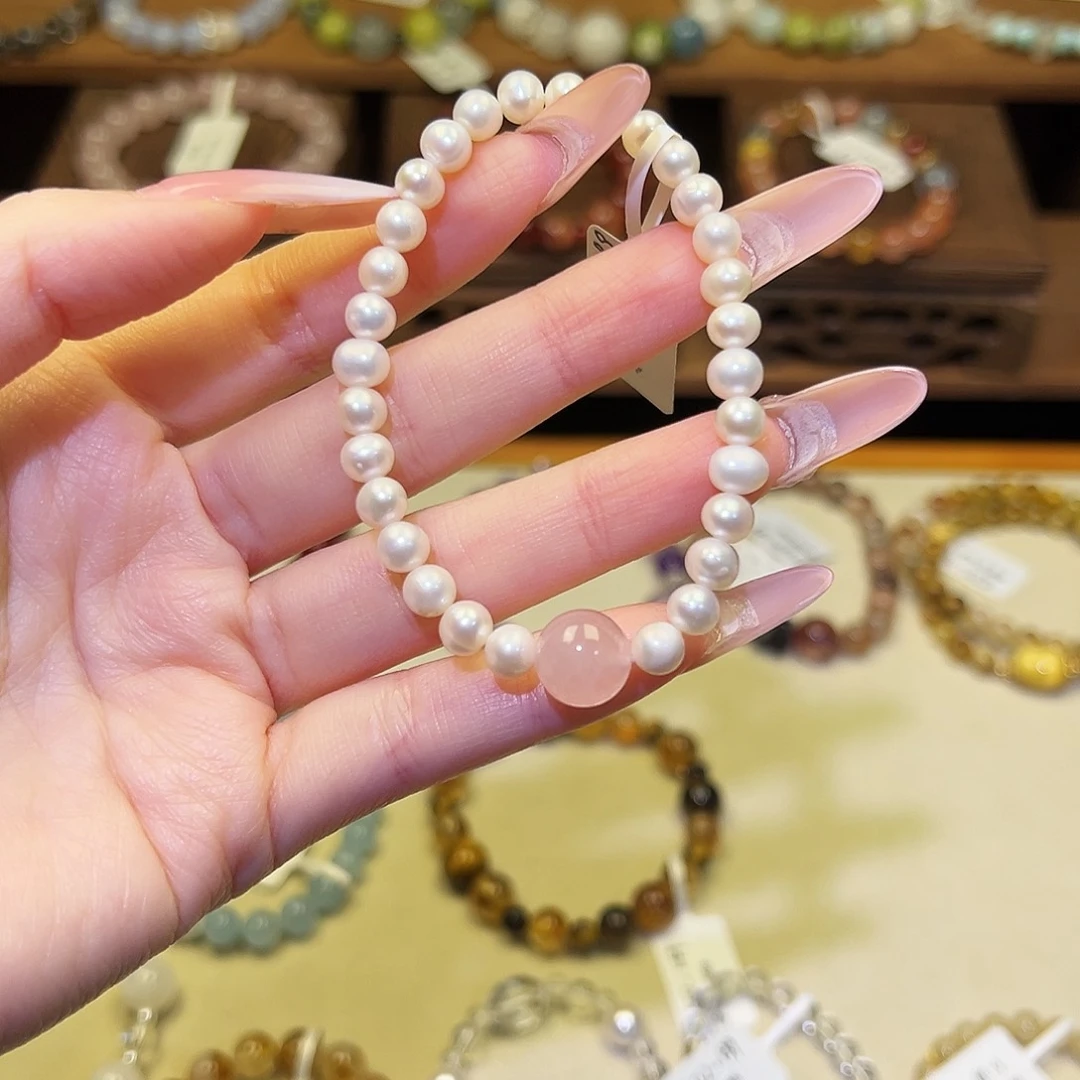 水晶手串银S925镀金镶嵌珍珠80241