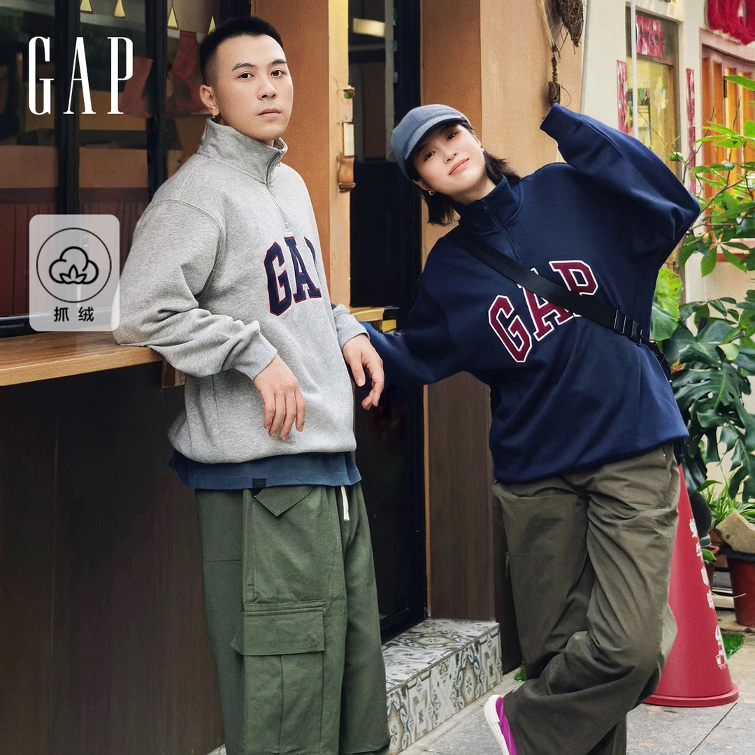 【成毅代言】Gap男女装冬季抓绒情侣装立领半拉链卫衣毛衣786886