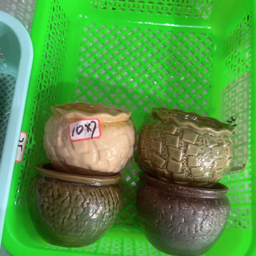紫砂花盆粗陶绿醋