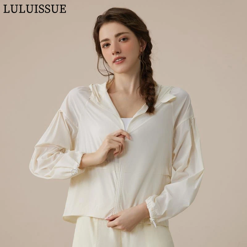 LULUISSUE女士夏日新款户外健身运动连帽轻薄透气速干上衣套装