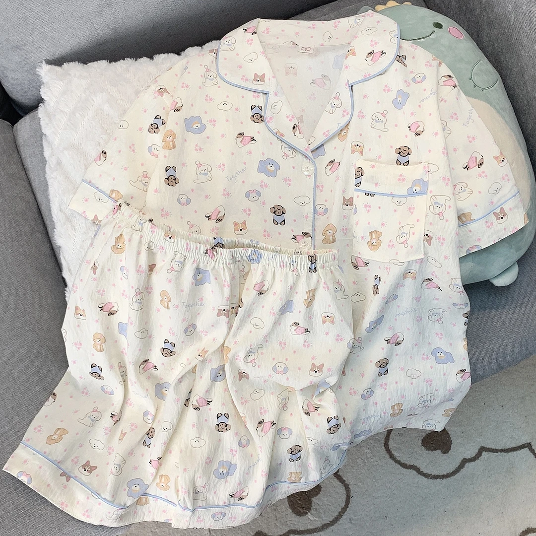 【夏季新款】云朵棉短袖短裤睡衣套装女2025新款甜美可外穿家居服