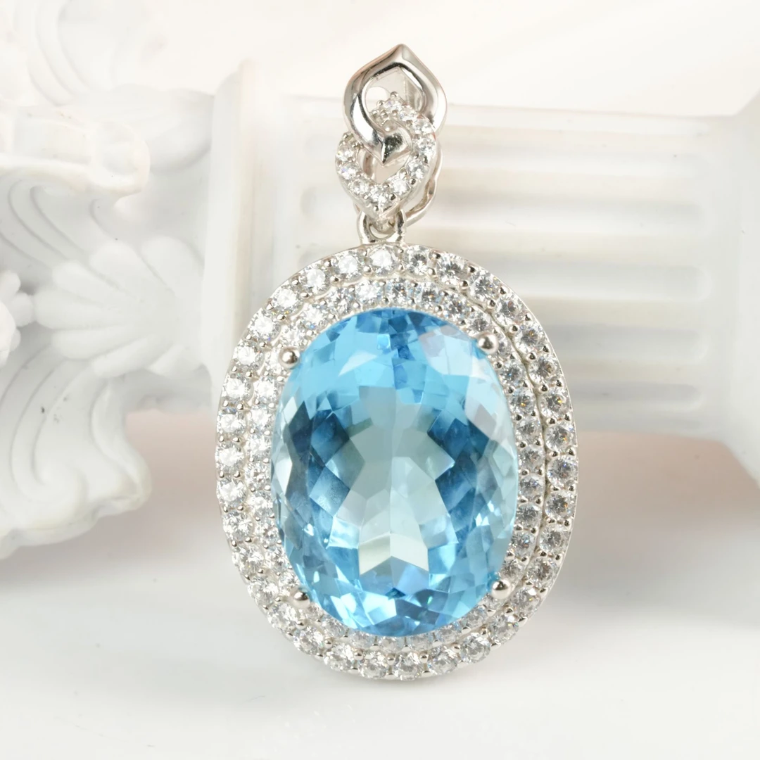 【小北严选】S925银托帕石吊坠【多样性发一件】-WH161X365