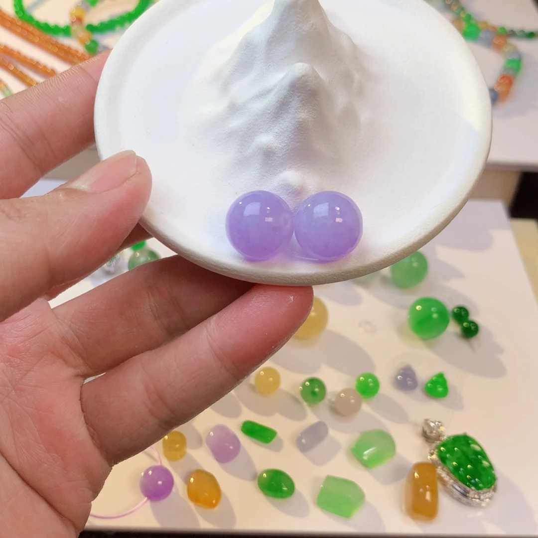 定制翡翠未镶嵌红椿紫单珠13mm