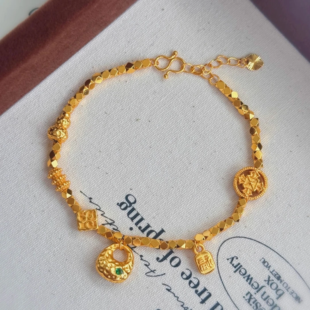 合金手链 新中式福袋闪珠碎金子手链轻奢小众精致手饰新款女闺蜜