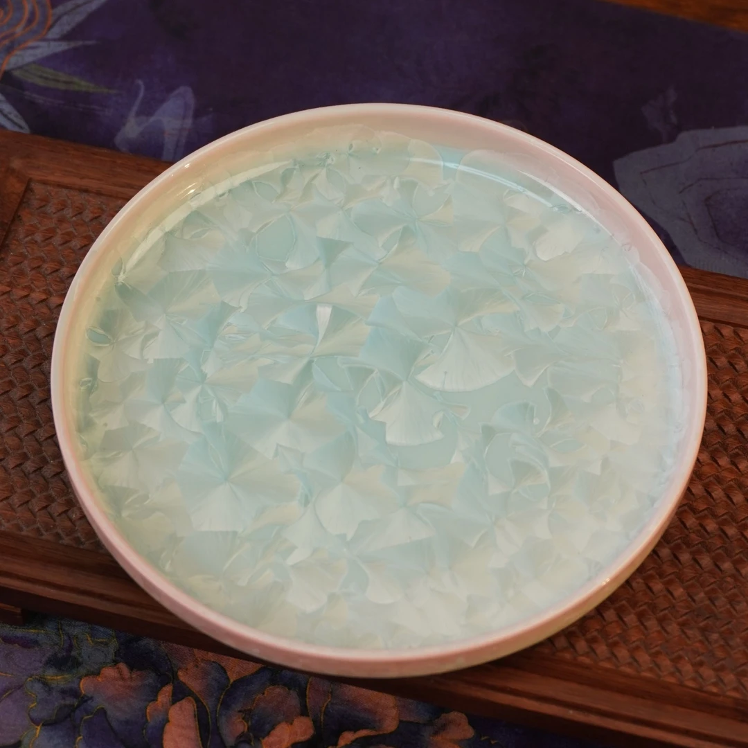 【粉绿结晶壶承】陶瓷精美茶道干泡盘女士家用壶托