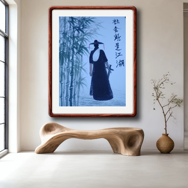 手工国画带相框，