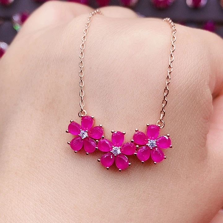 颈饰红宝石银S925镶嵌