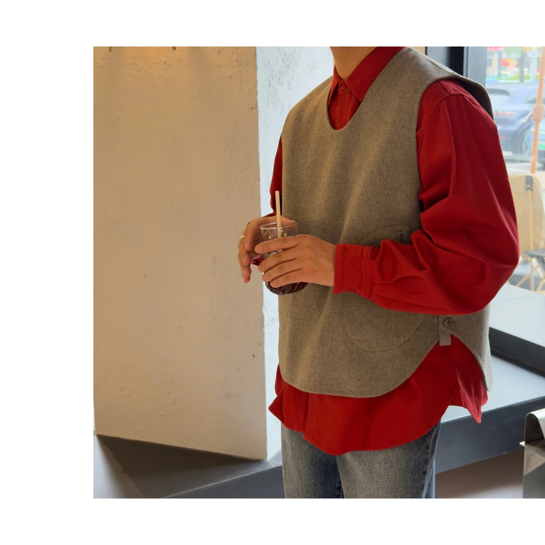 【韩国东大门】羊绒纽扣马甲