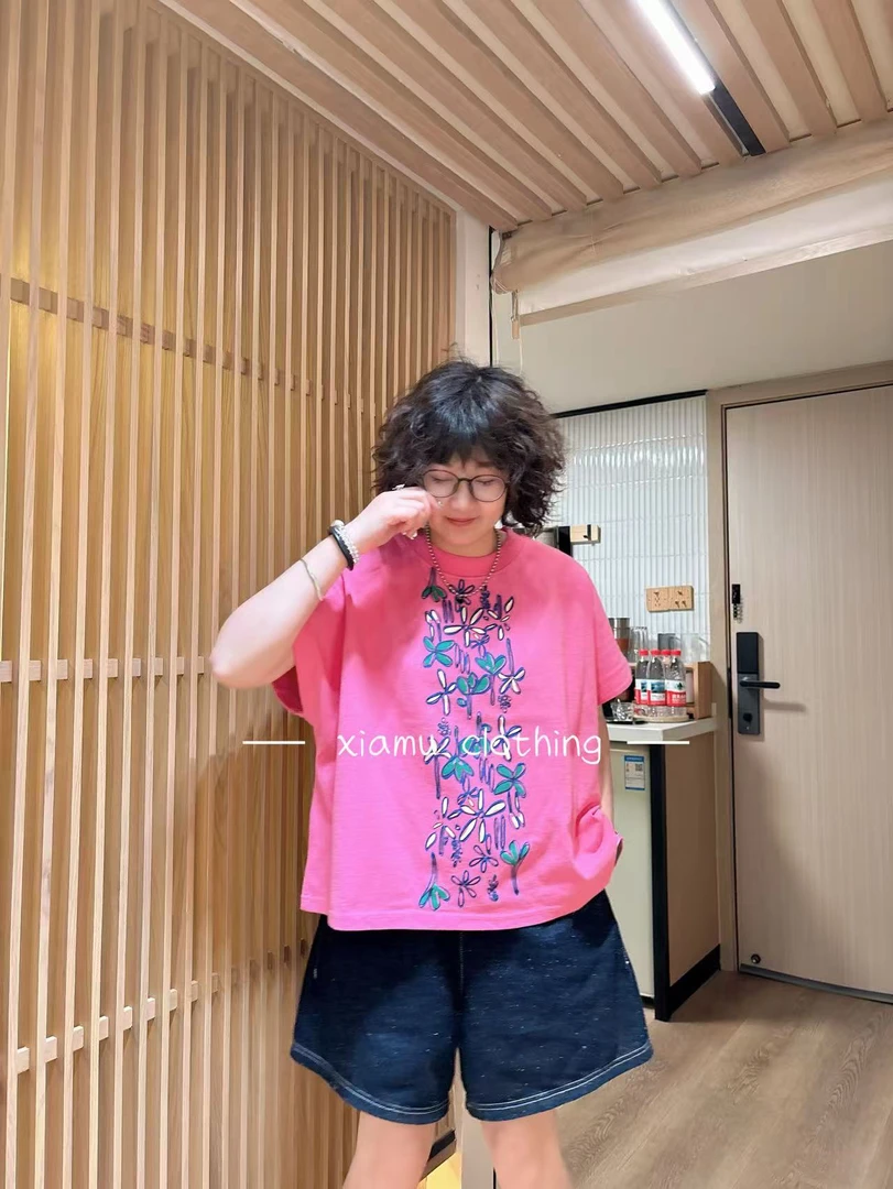 夏沐家洋气印花休闲百搭宽松T恤375