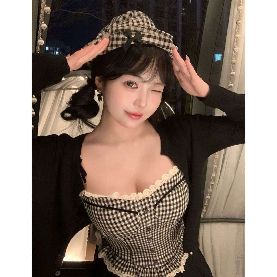 MengFairy【万能小开衫】纯色简约小V领长袖短款针织开衫 4916