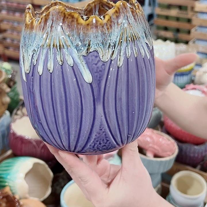 有孔，凑单福利满10元发货陶瓷多肉花盆！