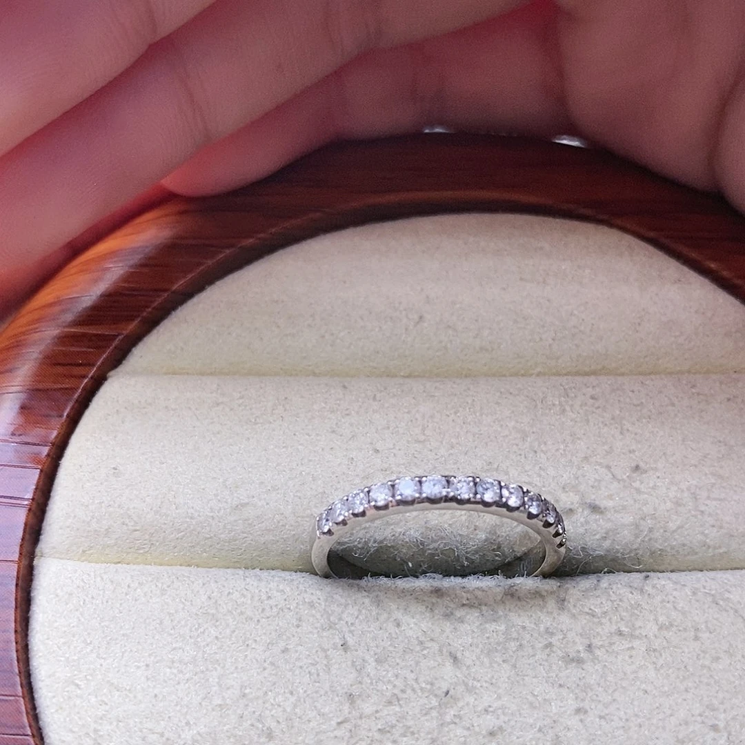 钻石戒指/指环18K金镶嵌40分直排k白14