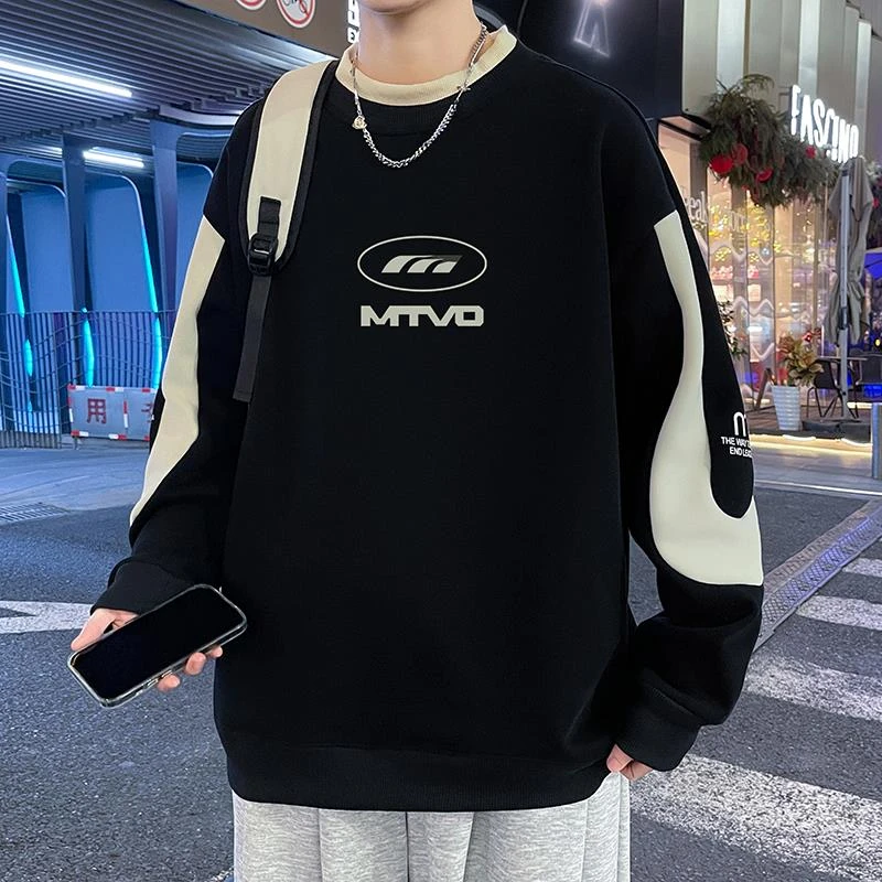 春秋季青少年卫衣男孩初中高中学生潮流帅气长袖t恤大童男装上衣