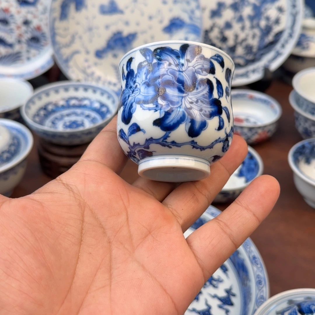 陶摆件杜鹃闻香杯手绘