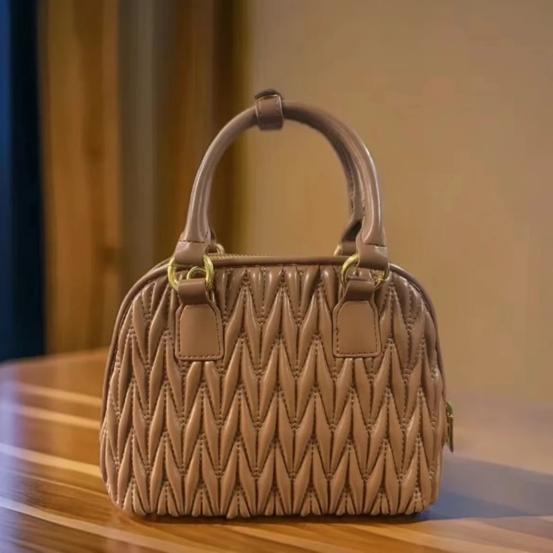 【小裴DY8025】气质轻奢时尚百搭女士波士顿单肩肩包真皮手提包菱格