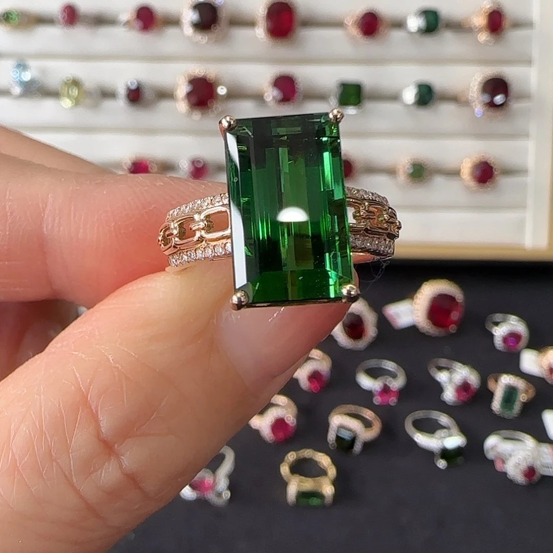 碧玺戒指18K金镶嵌9.09ct