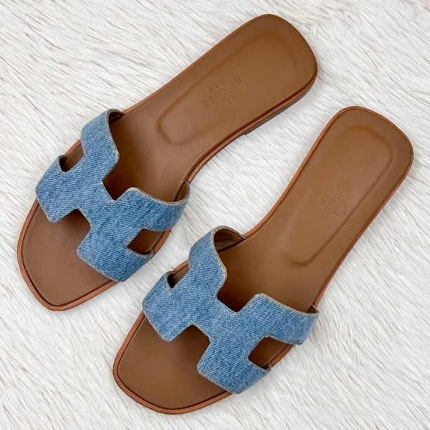 99新 Hermes/爱马仕 经典H拖鞋 36码 公价8.6k 70134