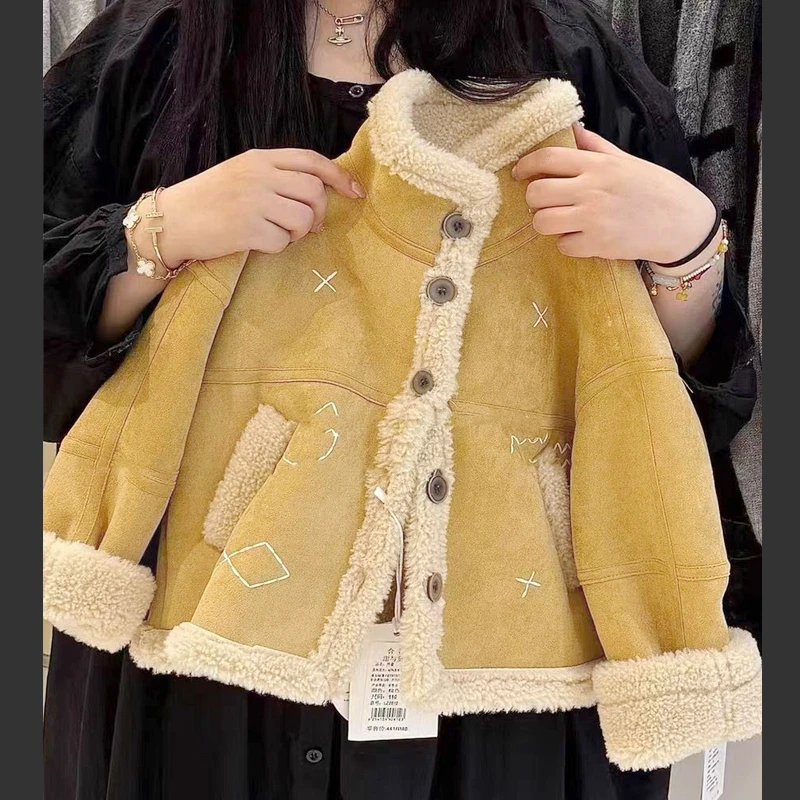 女童加绒外套2025秋冬新款洋气儿童冬装加厚女孩冬季皮毛一体上衣