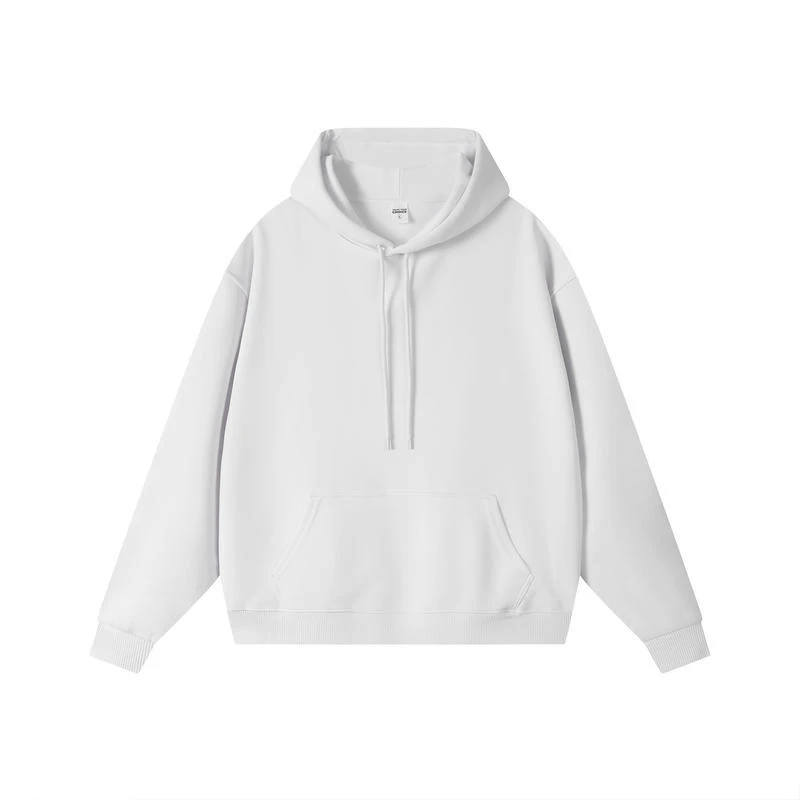 春秋纯色百搭落肩情侣帽衫青春潮牌350g套头休闲宽松学生连帽卫衣