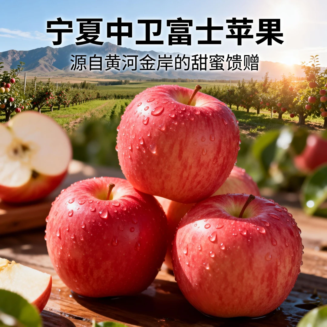 小茅滩宁夏中卫沙坡头红富士苹果新鲜当季冰糖脆甜水果整箱批发