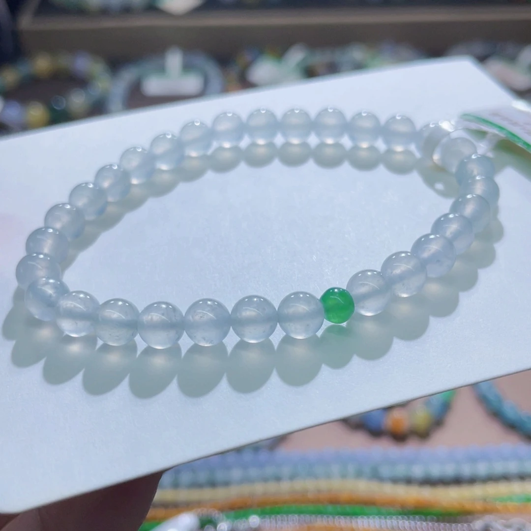 未镶嵌手链翡翠木纳高冰白月光卡6