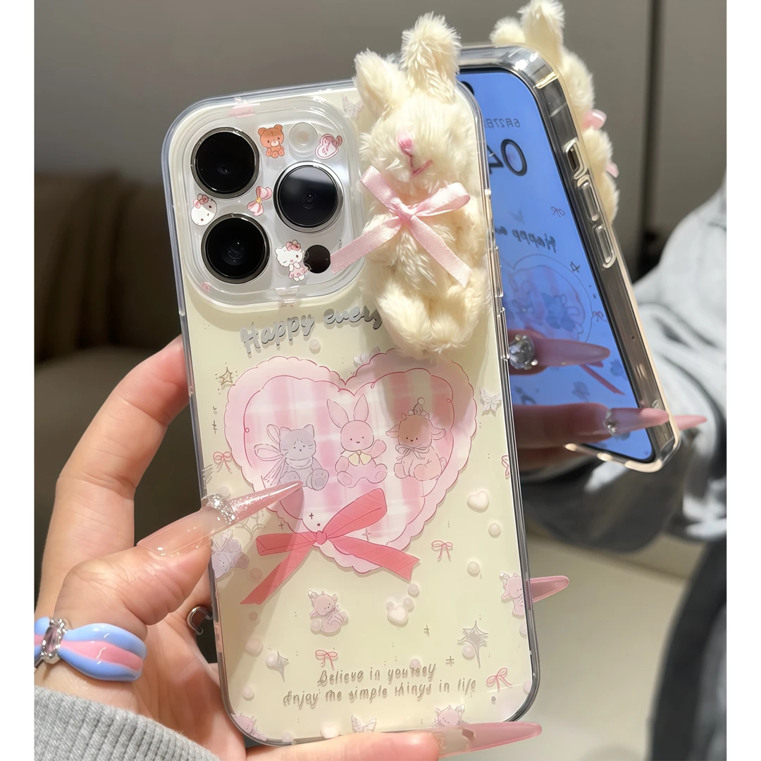 蝴蝶结小兔子适用苹果16/17手机壳iPhone15小米14vivooppo华为p70
