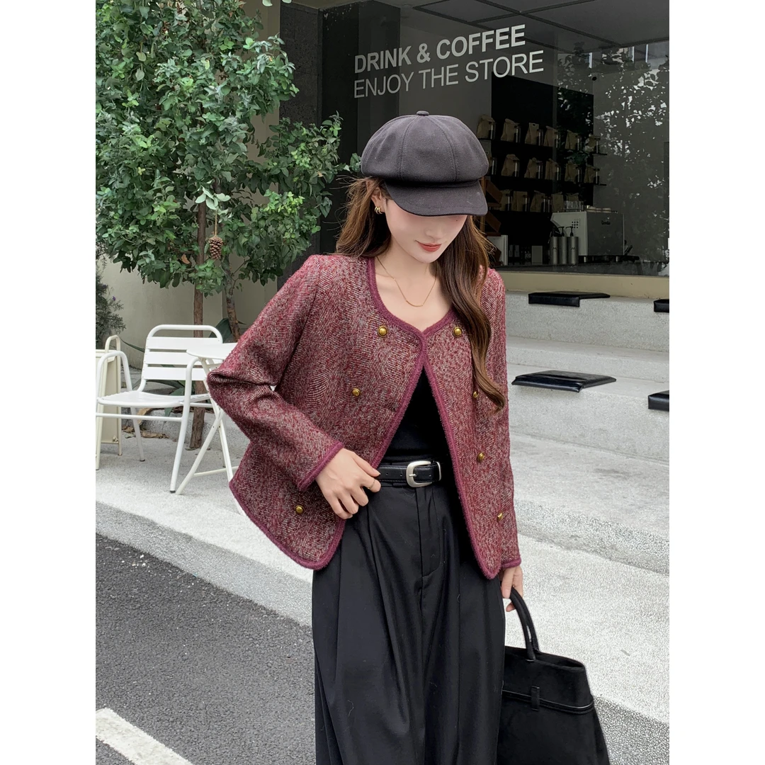 双排扣小香风外套ZBW32572衣长56