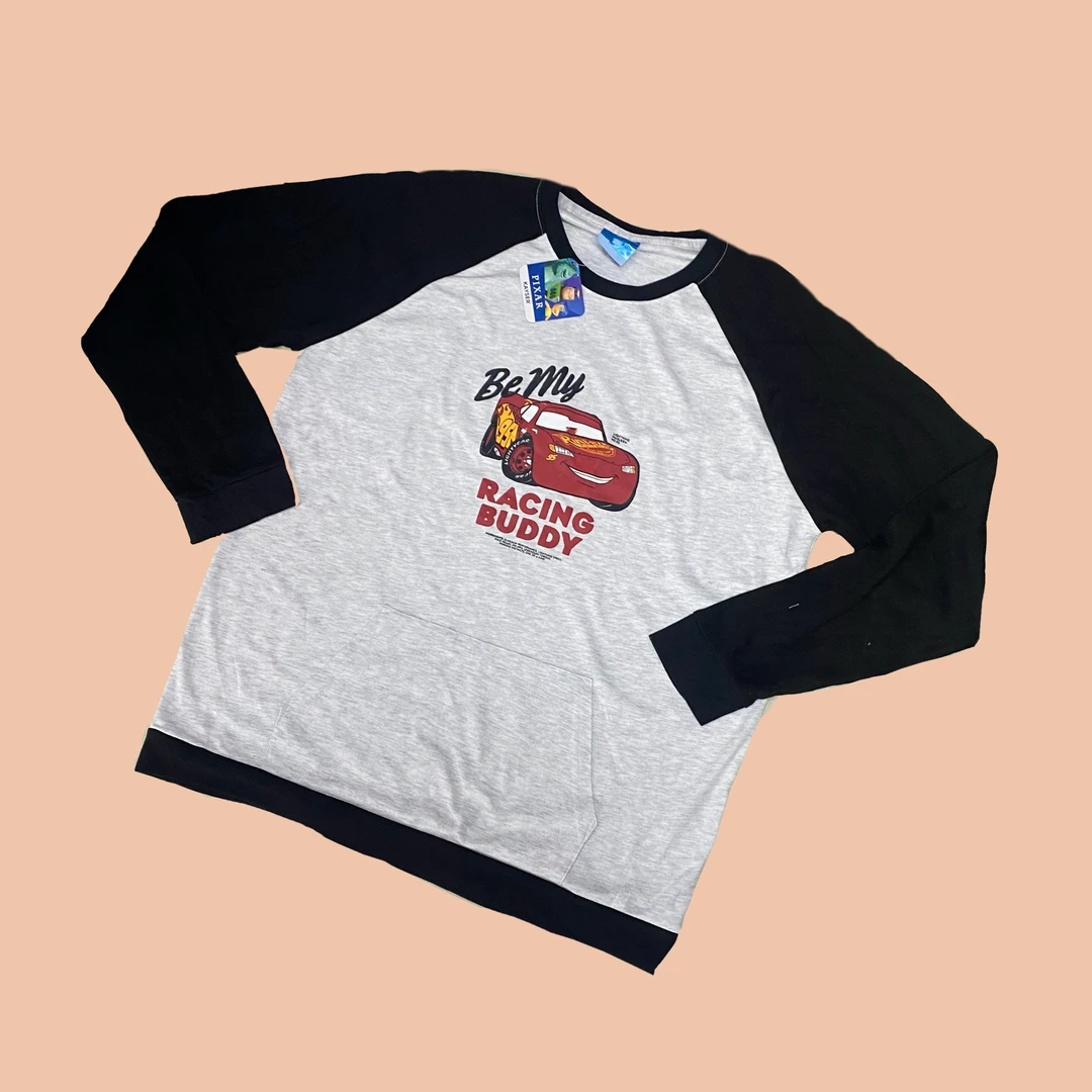 迪新款超柔麦昆灰黑插肩袖亲子成人长袖套头T恤