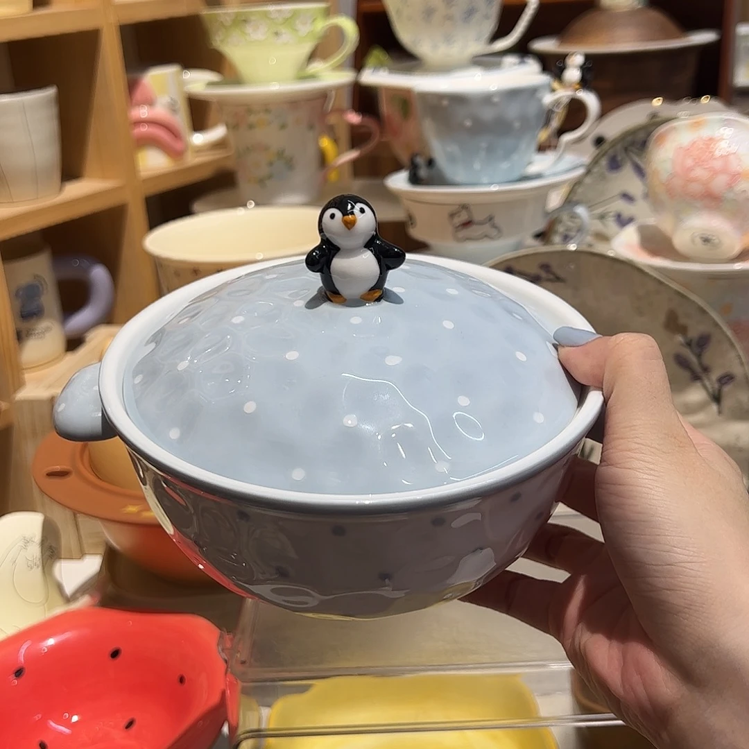 小企鹅双耳泡面碗