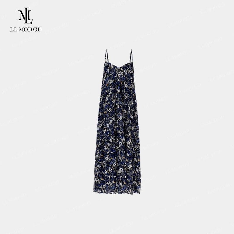 梦幻花园 复古度假风碎花吊带蛋糕连衣裙轻柔透气收腰YLXR-261651