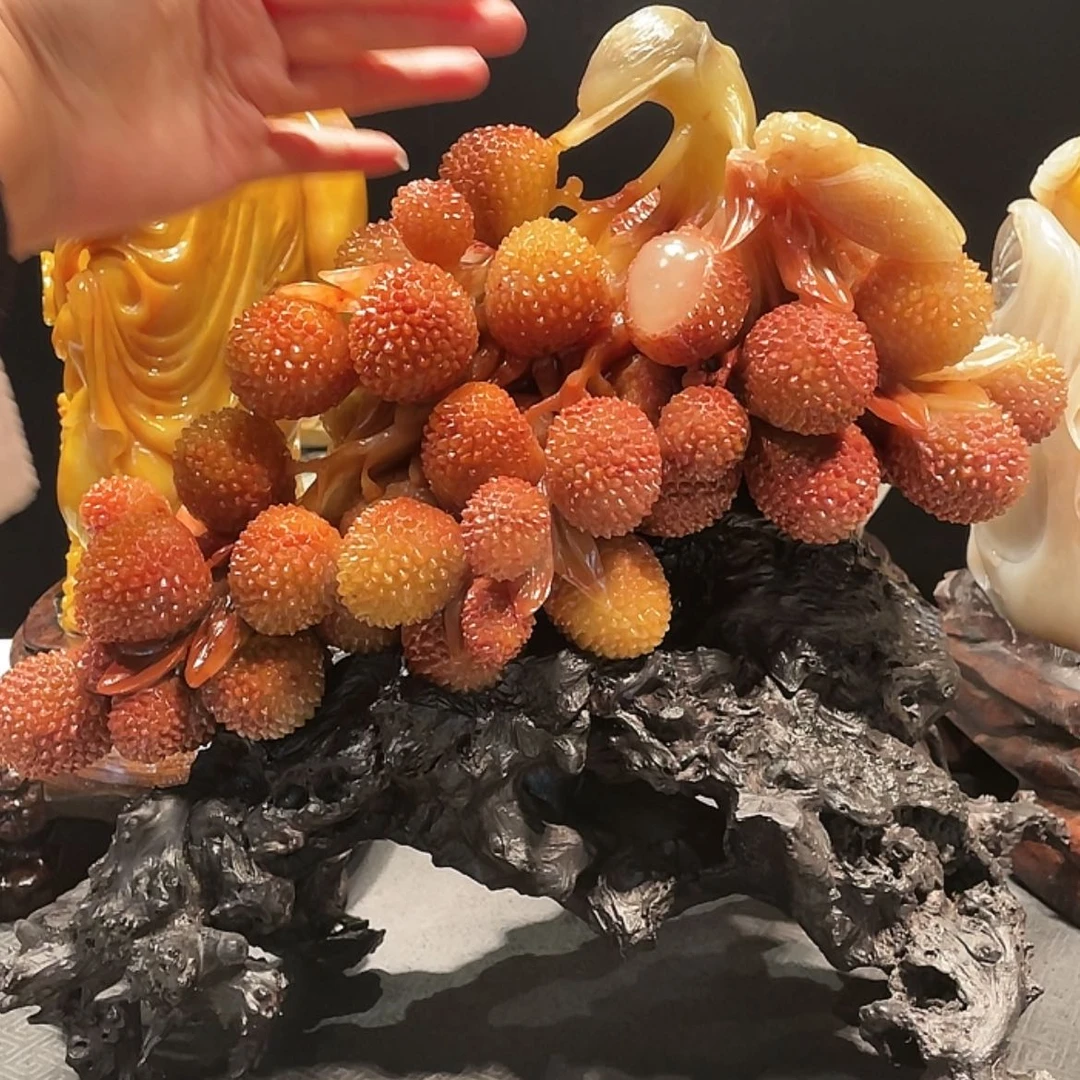 【闪购商品】寿山石柱****装荔枝工艺品摆件