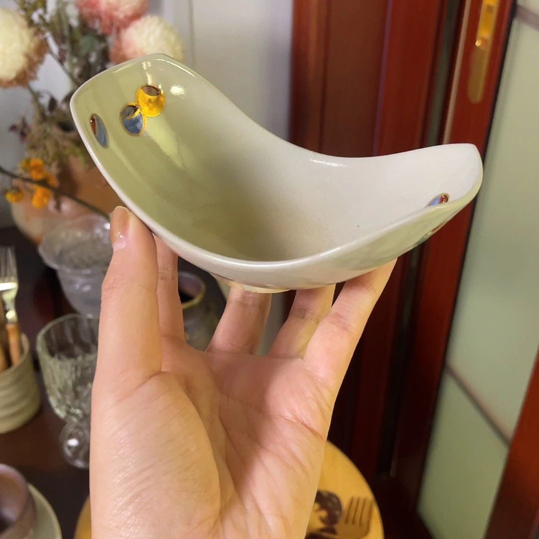 瓷片萩烧船型钵子一支18