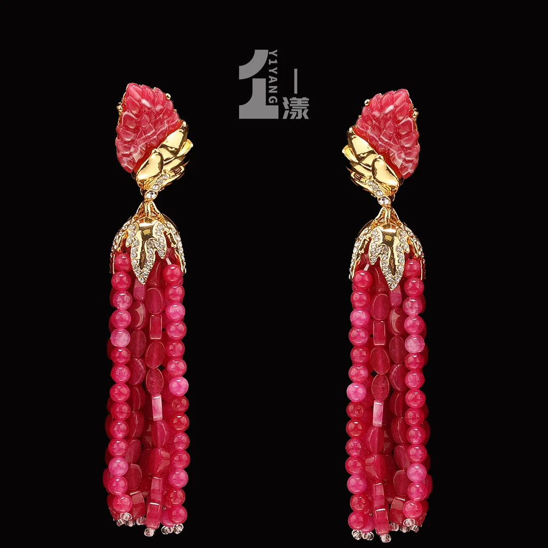 铜合金合成锆石耳饰 铜合金耳饰 YIYANG 粉红佳人耳饰 SX2ER102