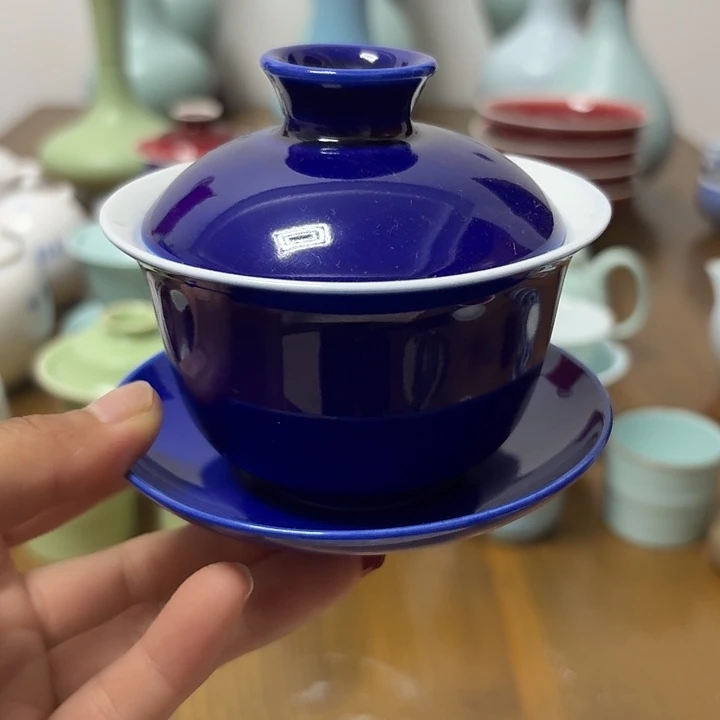 摆件景德镇高温陶瓷盖碗