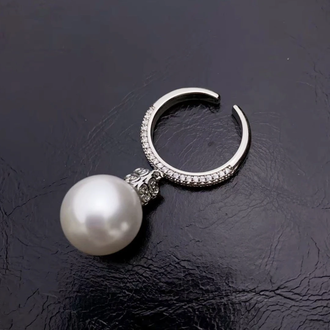 铜合金合成锆石戒指 S.Y【满天星】设计感个性时尚珍珠吊坠戒指精致