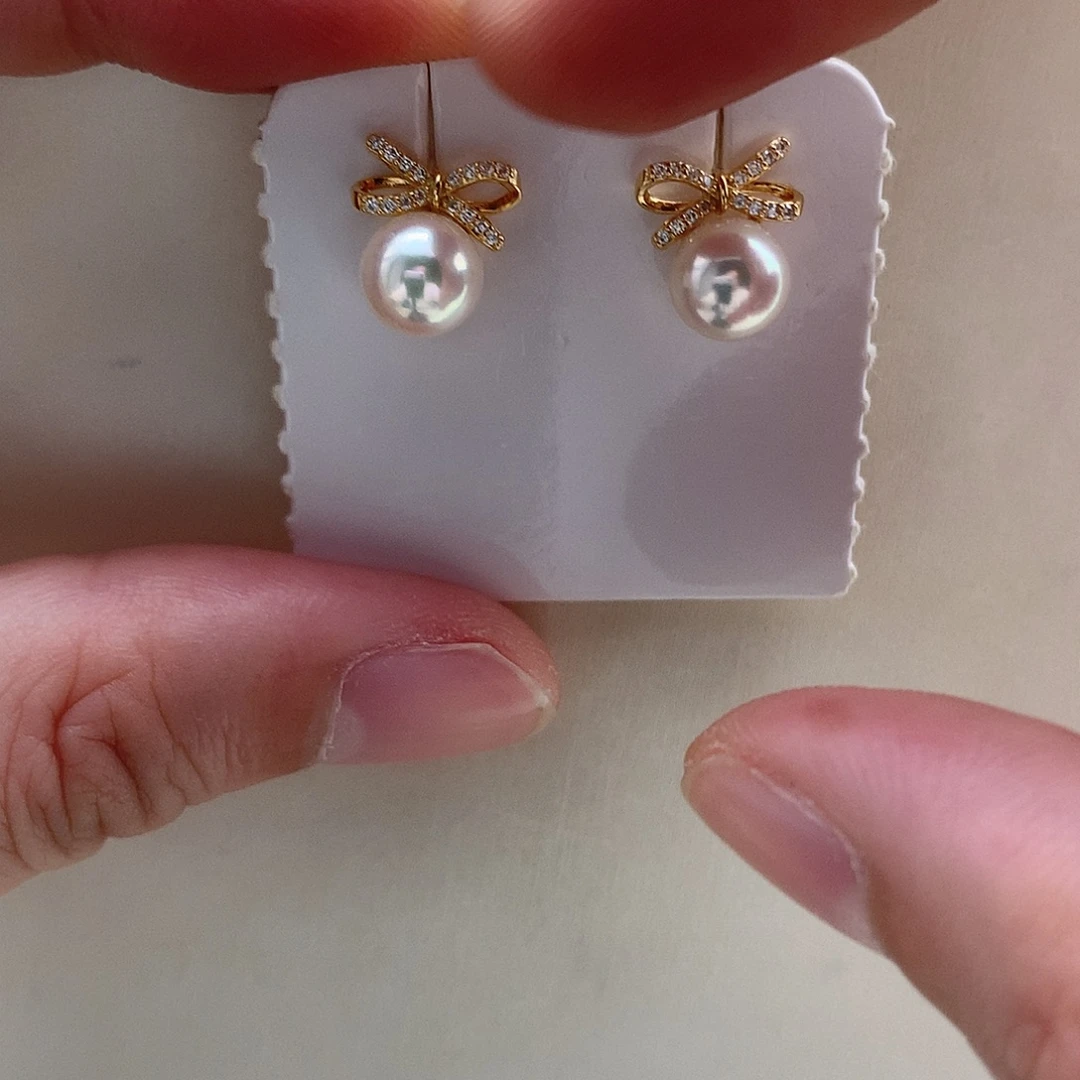 耳饰海水珍珠银S925镶嵌7.5-8mm ak