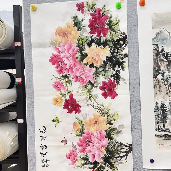 国画花鸟等图案三尺