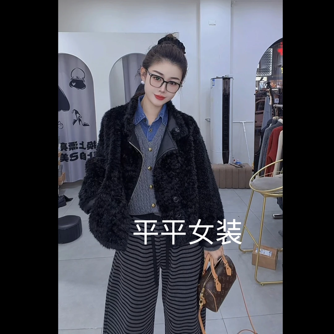炫彩阁27119【时尚皮衣两面穿毛毛外套】