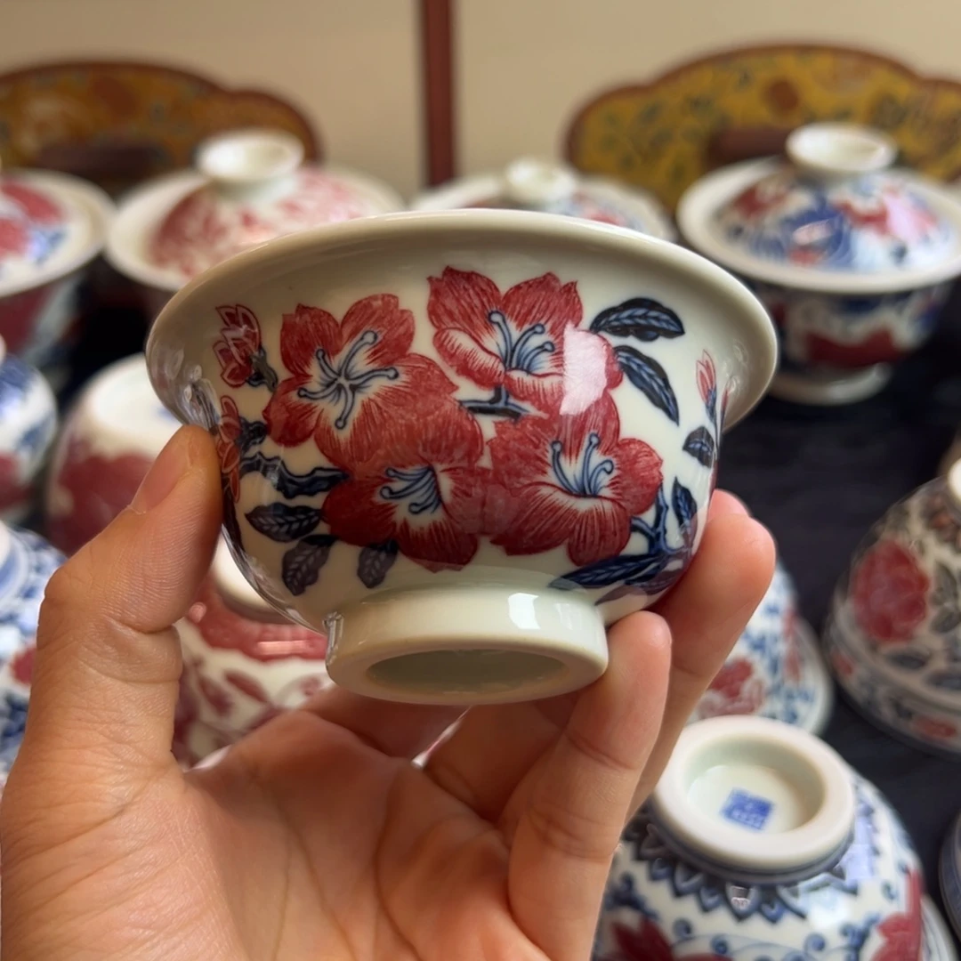 正绎堂釉里红桃花中号